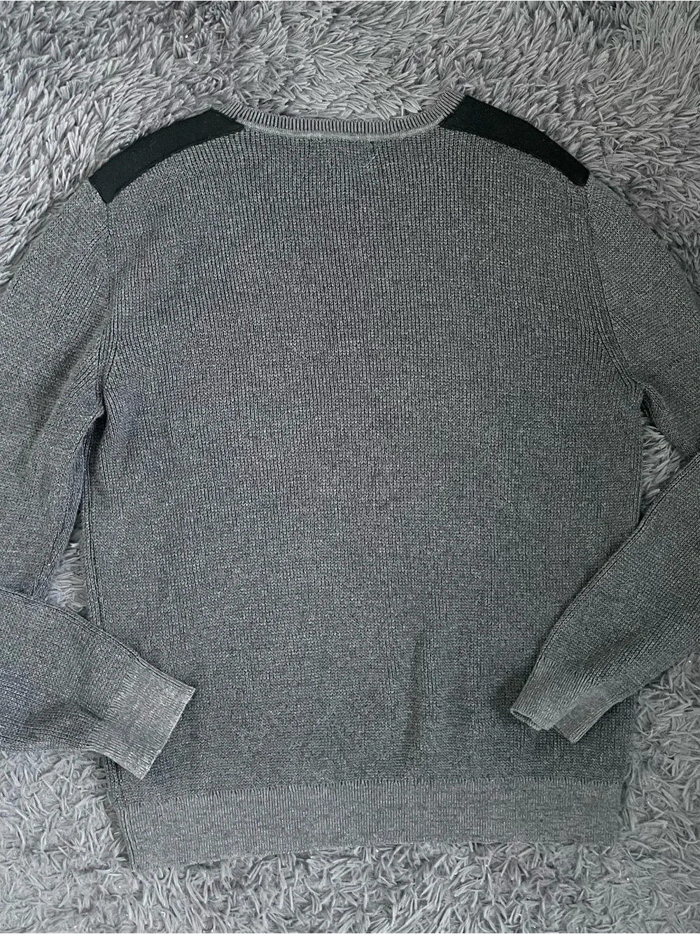 Men Size Large Banana Republic Ribbed Sweater Heather Gray Cotton Merino Wool